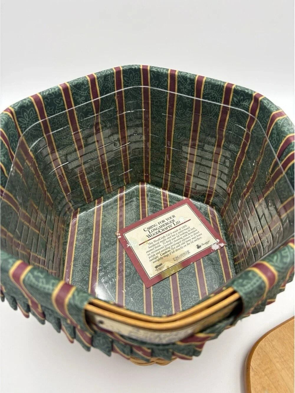 Longaberger 1997 Christmas Collection Snowflake Basket Lid/Liner/Protector